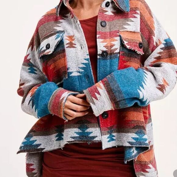 Distressed Aztec Shacket  - Picture 8 of 9